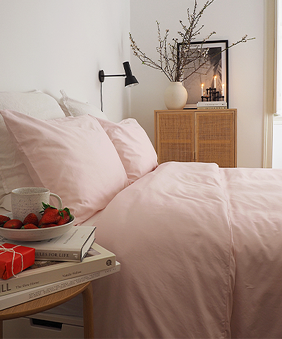 ROSALLINE Parure de lit 160x220 cm avec une taie d'oreiller 50x70 cm et un  drap menthe et rose
